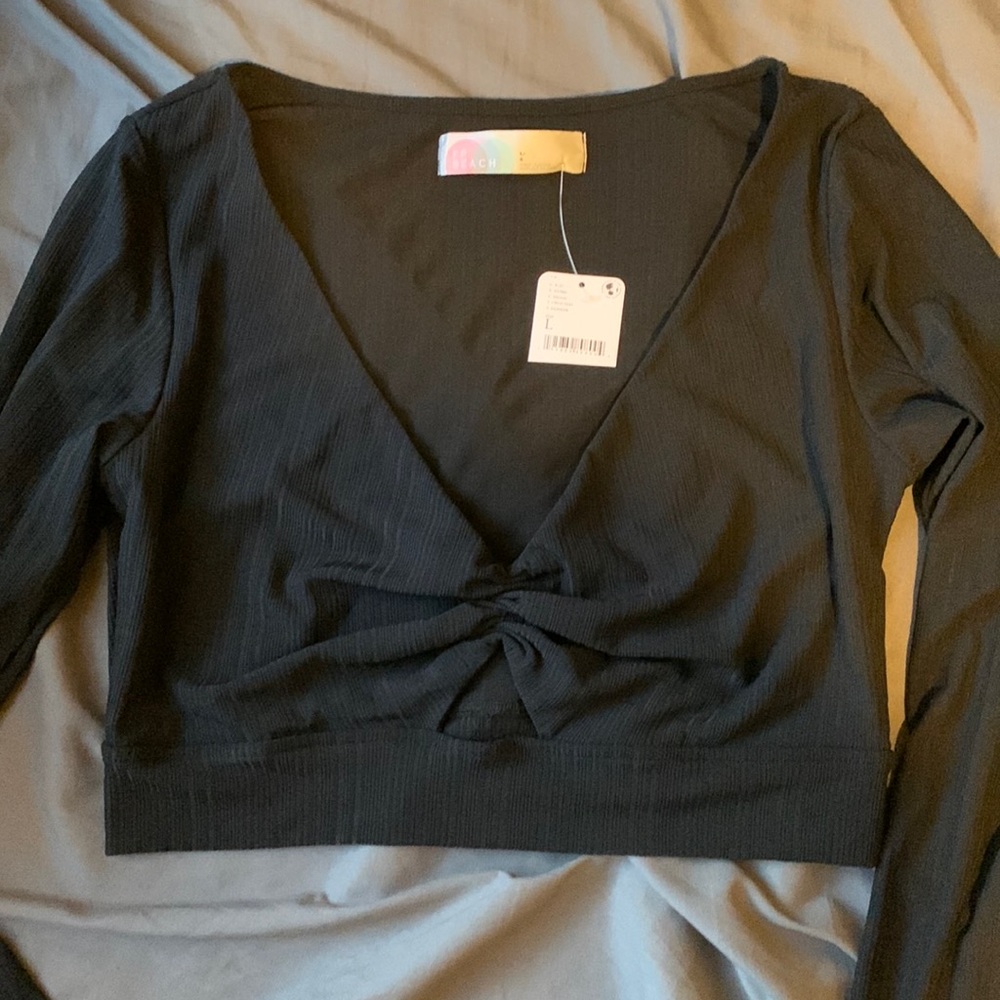 Black Free People Cropped Long Sleeve